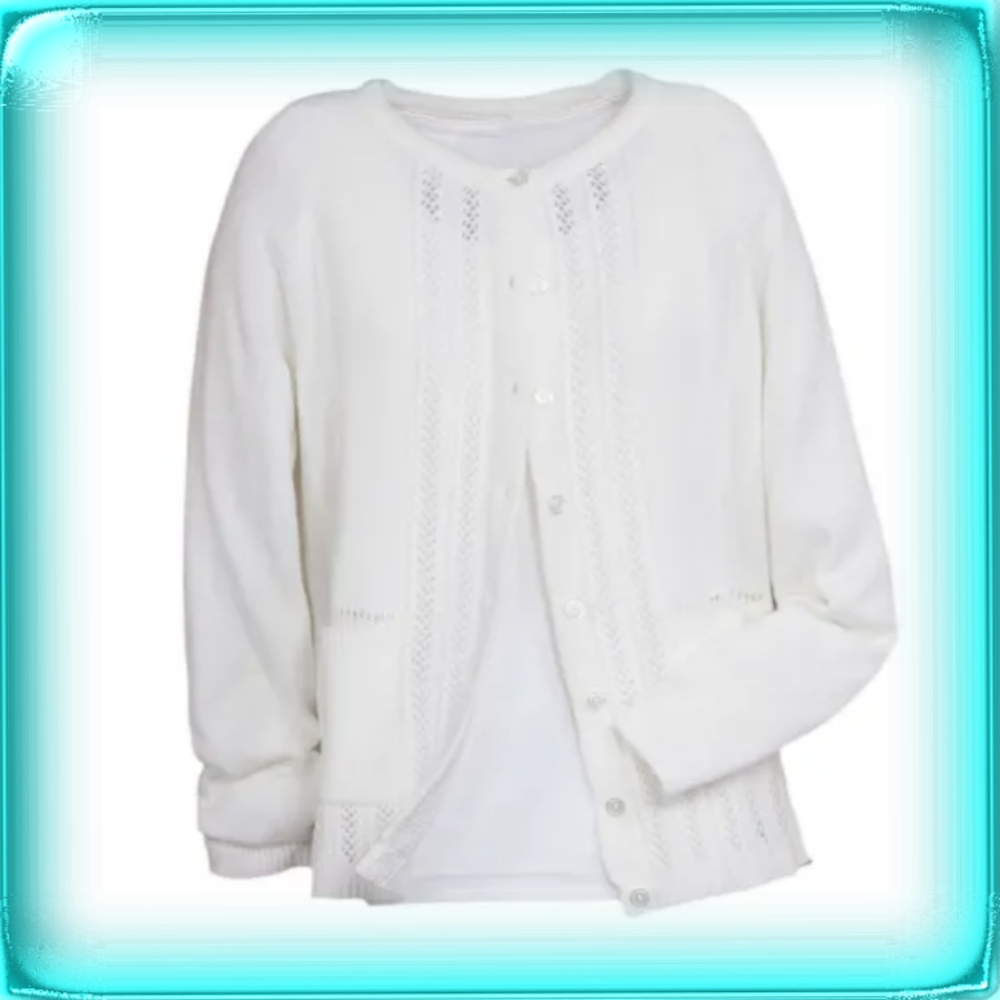 National Classical Cardigan Sweater small S off-white Vintage